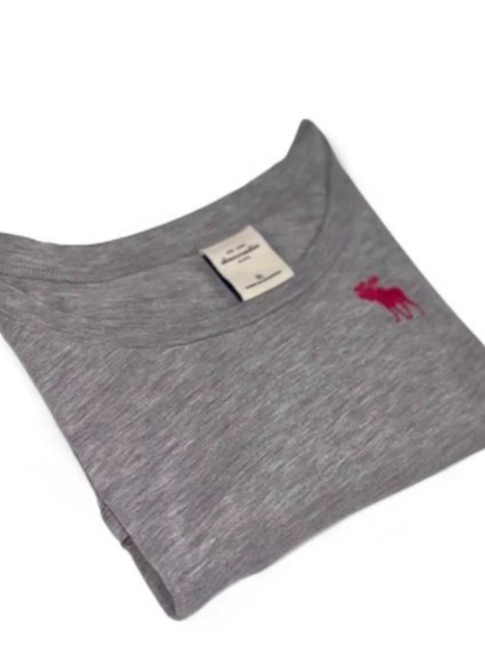 Girls' Abercrombie and Fitch Long Sleeve Gray Tee with Pink Logo size XL